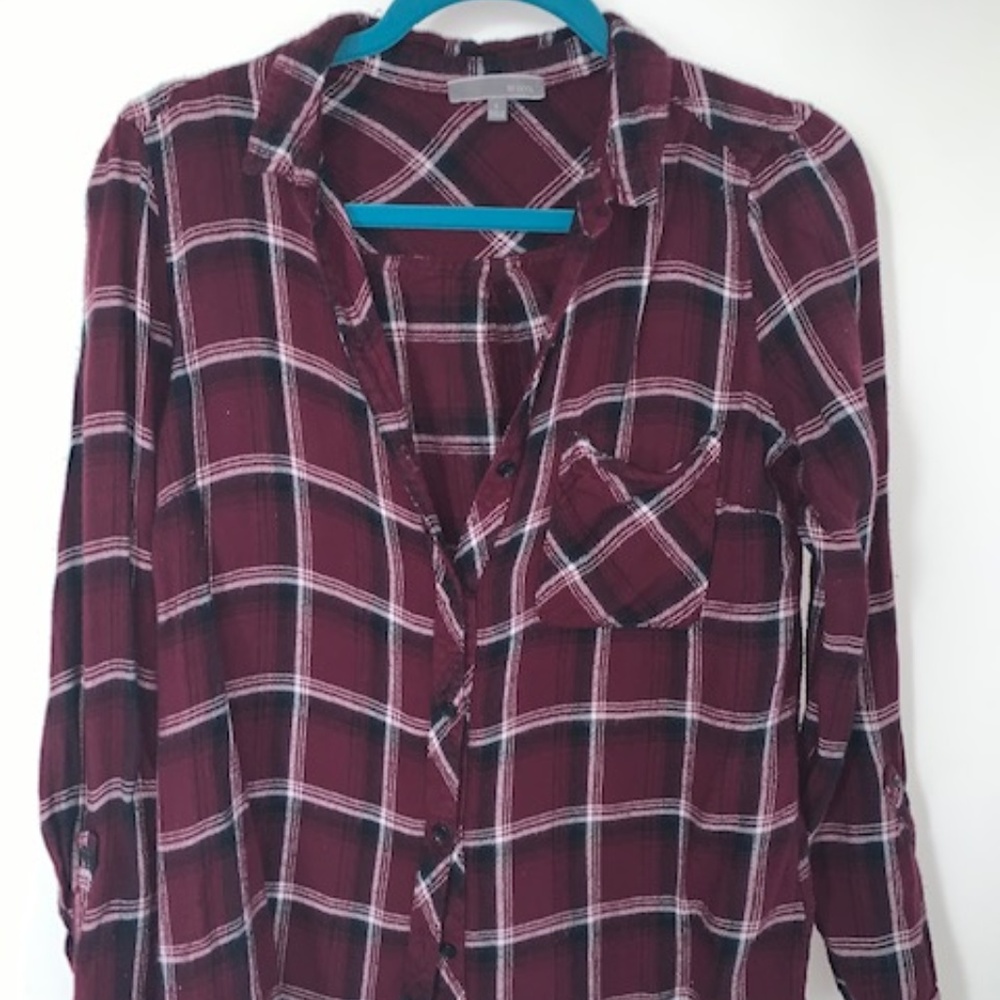 S Be Cool Maroon/Black/White Flannel - Picture 1 of 1